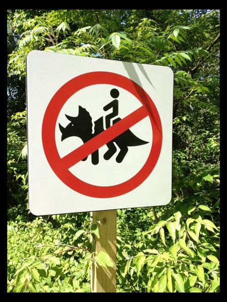 Prohibido montar el triceratops